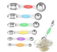 Cucchiai dosatori in acciaio inox, set di misurini magnetici - 6 cucchiai da cucina magnetici a doppia faccia - cucchiai dosatori in metallo con livellatore, cucchiaio riutilizzabile per