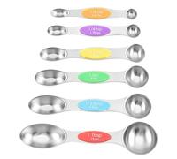 Cucchiai dosatori magnetici,Cucchiai misurini - Cucchiaio da cucina magnetico a doppia testa da 6 pezzi, per cottura da cucina, cucchiai misurini in metallo con livellatore per barattoli di