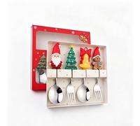 Cucchiai Forchette Natale Acciaio Anti-ruggine 4pz Cucchiai Forchette(Silver)