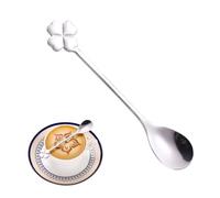 Cucchiai in acciaio per mangiare cucchiai a forma di quadrifoglio | Cucchiaino da tè per caffè, dessert, torta, frutta, cena, cucchiai, argenteria, cucchiaini da tè a forma di trifoglio