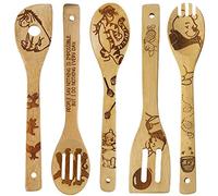 Cucchiai in legno per cucinare, 5 pezzi, cucchiaio e spatola in legno bruciato a forma di orsetto in stile cartone animato, carino e pratico, regalo da cucina per donne, regali di inaugurazione della