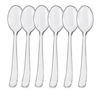 Cucchiai riutilizzabili trasparenti, posate ad alta resistenza, riutilizzabili per attività di compleanno, feste, buffet, matrimoni, catering, barbecue, 100 pezzi