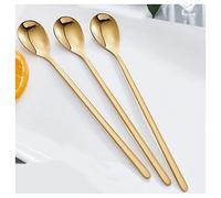 Cucchiai Tre pezzi Manico lungo Cocktail Caffè Cucchiaio for mescolare Torta in acciaio inossidabile Cucchiaio da dessert Latte Tè freddo Cucchiaio di anguria Cucchiaio da colazione for cereali Cucchi