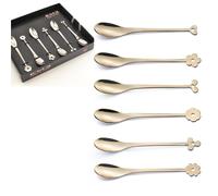 Cucchiaini Cappuccino e macedonia CADEAU in acciaio 18.10 AISI430 126 mm set 6 pezzi ROSE' lucido in confezione Vetrina EME oro