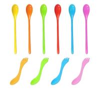 Cucchiaini Da Caffè A Manico Lungo Da 6 Pezzi, Forchette Multifunzione Da 4 Pezzi, Cucchiai Lunghi, Cucchiai Grandi In Plastica, Cucchiaini Lunghi In Plastica Per Latte