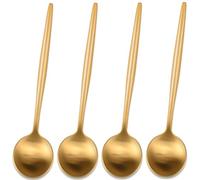 Cucchiaini da caffè e tè in oro satinato da 13 cm, cucchiaini piccoli per demiasse, mini cucchiai per mescolare, cucchiaini da tè oro set di 4 cucchiai rotondi solidi SS18/10