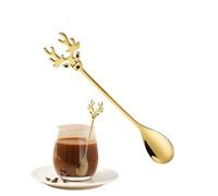Cucchiaini Da Caffè - In Acciaio Inossidabile Con Alce Cartone Animato, Cucchiaio Per Mescolare Festivo In Metallo, Accessorio Creativo Per Bicchieri Per Tè, Torte, Gelati, Marmellate, Frappè