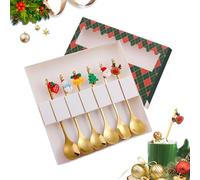 Cucchiaini da Caffè, panemy Regali Natalizi, Cucina Natale, Set Natalizio, Regali Natalizi, Accessori Cucina Natalizi, per Tazze Natalizie Particolari, Per gli Amanti del Caffè e dei Dolci (6, DJ6)