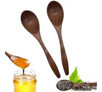 Cucchiaini da Caffè Piccoli 2 Pezzi, Cucchiaino in Legno Naturale Cucchiaini in Legno Fatti a Mano per Cioccolata Calda, Miele, Caffè, tè, Accessori da Cucina