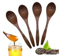Cucchiaini da Caffè Piccoli 4 Pezzi, Cucchiaino in Legno Naturale Cucchiaini in Legno Fatti a Mano per Cioccolata Calda, Miele, Caffè, tè, Accessori da Cucina