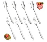 Cucchiaini da Caffè, Set di 8 Cucchiaio da Dessert in Acciaio inox Cucchiaino, Adatto a Casa, Feste, Forchette per Frutta da Ristorante, Paletta per Gelato, Paletta per Dessert(d'argento)