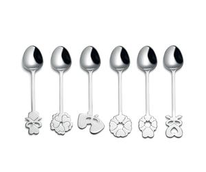 Cucchiaini da Te Set 6 pezzi serie LOVE lunghezza 10 cm in acciaio 18/10 in confezione regalo serigrafata Guzzini per comunioni matrimoni cresime anniversari inox lucido