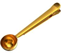 Cucchiaini Dessert Zuppa Cucchiaino da caffè con manico lungo e clip latte in polvere condimento liquido misurazione cucchiai di Resistenti Cucina(Gold)