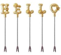 Cucchiaini Dessert Zuppa Forcella creativa di frutta in acciaio inox, forchette da 5 pezzi set insalata, for soggiorno domestico, posate a spuntino tè pomeriggio Resistenti Cucina(B)