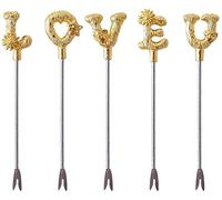 Cucchiaini Dessert Zuppa Forcella creativa di frutta in acciaio inox, forchette da 5 pezzi set insalata, for soggiorno domestico, posate a spuntino tè pomeriggio Resistenti Cucina(A)