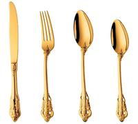 Cucchiaini Dessert Zuppa Set da 4 pezzi di posate forchetta e cucchiaio, forchette pranzo in acciaio inox goffrato, for forche for insalata cucina casa, frutta Resistenti Cucina(B)