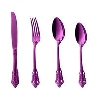 Cucchiaini Dessert Zuppa Set da 4 pezzi di posate forchetta e cucchiaio, forchette pranzo in acciaio inox goffrato, for forche for insalata cucina casa, frutta Resistenti Cucina(F)