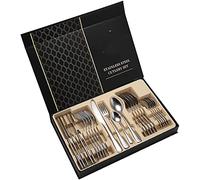 Cucchiaini Dessert Zuppa Set di posate del cucchiaio della forcella coltello in acciaio inossidabile 24 pezzi, forchette cena bistecca dorata, for set famiglia Resistenti Cucina(B)