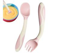 Cucchiaini e forchette, forchette e cucchiai, set di cucchiai, forchette, utensili ergonomici per l'alimentazione, a LED per ragazze
