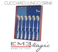 Cucchiaini Latte drink 6 pezzi Magic lunghezza 190 mm per miscelare spremute, cocktail e latte macchiato inox lucido