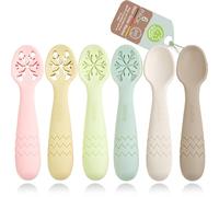 Cucchiaini Svezzamento Silicone Neonato 6 Pezzi - Posate Bambini 3 Fasi (Passo 1+2+3) - Morbidi, Senza BPA - Cucchiaino Prima Pappa Antigoccia (6 Pcs-A)