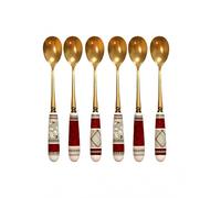 CUCCHIAINO CONNUBIO OLD GOLD SET 6 PZ INOX CON MANICO CERAMICA
