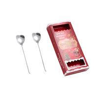 Cucchiaino da caffè a forma di cuore in acciaio inossidabile con manico lungo per uso domestico personalità fresca e squisita -13cm- abito d'argento