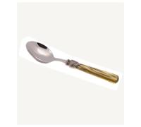 Cucchiaino da Caffè ELENA Set di 6 cucchiaini in acciaio 18.10 AISI430 Lunghezza 16,5 cm manico in Polimetilmetacrilato PMMA con ghiera metallica lavabile in lavastoviglie Verde Oliva verde