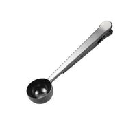 Cucchiaino da caffè in acciaio inossidabile con clip per sacchetto, misurino per tè e caffè, portatile con clip per sigillare il caffè (nero)