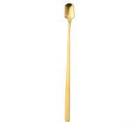 Cucchiaino da caffè in acciaio inox, manico lungo, 15 cm e 17 cm, argento o oro, per caffè, cocktail, latte, gelato e bevande, cucchiaio riutilizzabile (oro 17 cm)