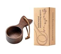Cucchiaino da caffè in legno, leggero, paletta da caffè in legno liscio, paletta da caffè con design a coda di pesce, cordino in pelle liscia, strumenti di misurazione e bilance, cucchiaio da caffè in
