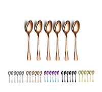 Cucchiaino da caffè in oro rosa placcato in titanio da 4.95" Kyraton,cucchiaio da dessert,cucchiaio da gelato,cucchiaino da tè,set da 6 pezzi(cucchiaio da caffè in oro rosa)