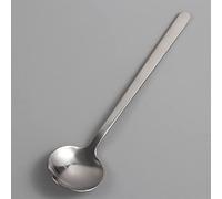 Cucchiaino da caffè rotondo in acciaio inossidabile, con manico lungo, da cucina, dessert, per mescolare gelati e bar, casa, (M, argento)