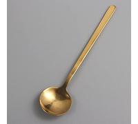 Cucchiaino da caffè rotondo in acciaio inossidabile, con manico lungo, per cucina, dessert, per mescolare gelati e bar, casa, L, oro
