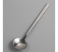 Cucchiaino da caffè rotondo in acciaio inossidabile, con manico lungo, utensili da cucina, dessert, cucchiaio per mescolare gelati da bar a casa (S, argento)