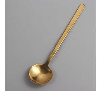 Cucchiaino da caffè rotondo in acciaio inossidabile, con manico lungo, utensili da cucina, dessert, cucchiaio per mescolare gelati da bar a casa (S, oro)