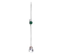 Cucchiaino da tè e ago da tè in Argento Puro Fatti a Mano con intarsio di Giada Verde, Strumento da tè per la Preparazione del tè Gongfu