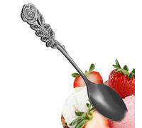 Cucchiaio Acciaio Manico | 12,8x2,6cm 20g Placcato Lucidato Argento Oro Rosa Nero Multicolore | Cucchiaino Dessert Tè Caffè Elegante | Casa Ufficio Sala Pranzo Antipasto