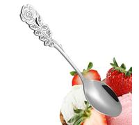 Cucchiaio Acciaio Manico | 12,8x2,6cm 20g Placcato Lucidato Argento Oro Rosa Nero Multicolore | Cucchiaino Dessert Tè Caffè Elegante | Casa Ufficio Sala Pranzo Antipasto