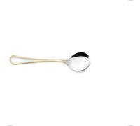 Cucchiaio brodo Domus Oro, acciaio 18-10, oro 24 carati lucido, spessore 3 mm, lunghezza 168 mm cromo