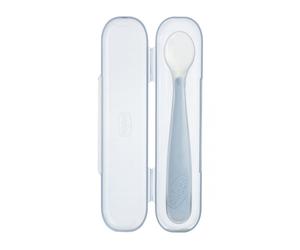 Cucchiaio Chicco Take Eat Easy in Morbido Silicone Grigio 6m+