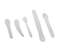 Cucchiaio Cosmetico 5 Pezzi in Acciaio Inossidabile per Viso | Set Compatto, per Maschera e Crema Contorno Occhi, Argento, Riutilizzabile e Facile da Pulire