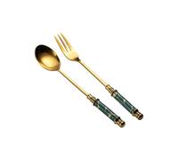 Cucchiaio, Cucchiaio da tavola in acciaio inossidabile, forchetta frutta, cucchiaio dessert for il tè pomeridiano(Green)