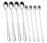 Cucchiaio da 4 pezzi in acciaio inox e cucchiaio da 4 pezzi, set di cucchiai, cucchiaio da caffè, cucchiaio con manico lungo, cucchiaino, adatto per caffè, bevande, dessert, ecc.