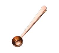 Cucchiaio da caffè in acciaio inossidabile due in uno, clip di tenuta, cucchiaio da caffè da cucina, clip di tenuta for alimenti, cucchiaio dosatore multifunzione for chicchi di caffè(Rose gold)