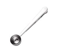 Cucchiaio da caffè in acciaio inossidabile due in uno, clip di tenuta, cucchiaio da caffè da cucina, clip di tenuta for alimenti, cucchiaio dosatore multifunzione for chicchi di caffè(Silver)