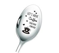 Cucchiaio da caffè inciso, facciamo caffè per sempre, cucchiaio in acciaio inox, regali per amanti, migliori amici, amanti del caffè (Let's Have Coffee Together Forever)