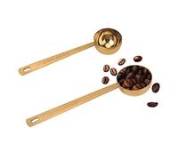 Cucchiaio da caffè, set di cucchiaini da caffè in acciaio inox dorato, 1 cucchiaio (15 ml) e 1 cucchiaio (30 ml), cucchiaio dosatore dorato per caffè, latte in polvere, polvere di frutta, confezione