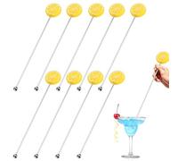 Cucchiaio da cocktail con manico lungo, 10 pezzi, in acciaio inox, agitatori per mescolare, bastoncini Swizzle, shaker per cocktail, mocktail e bar