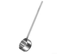Cucchiaio da cucina in acciaio inox con manico lungo per uso con olio caldo, con design scanalato per separare l'olio in eccesso in modo sicuro (grande)